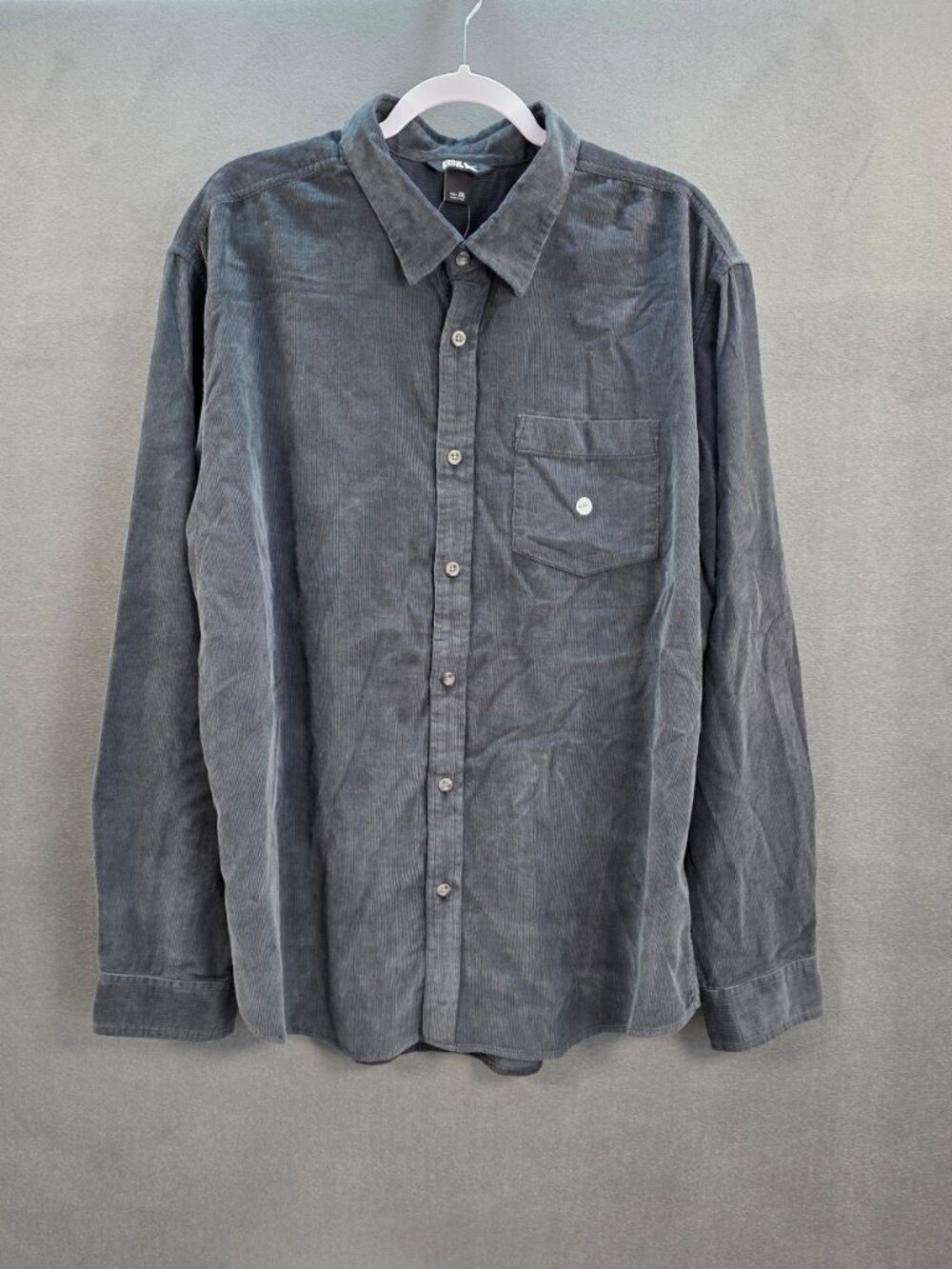 Eddie Bauer Men's Corduroy Button Down Shirt 2XL Storm Gray 100% Cotton NWT
